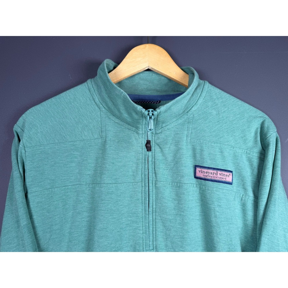 Vineyard Vines Mens Medium Shep Shirt Quarter Zip Pullover Green Heather